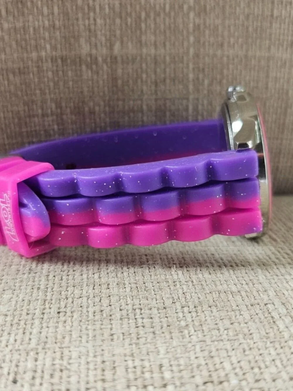LOL Surprise Girl Wristwatch Purple/Pink Tone Rubber Strap Analog Quartz Watch